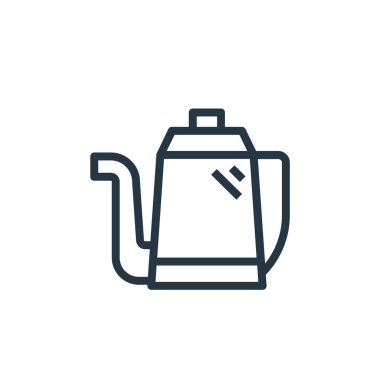 Çaydanlık vektör simgesi. Kurgulanabilir su ısıtıcısı. Web ve mobil uygulamalarda kullanmak için kettle lineer sembolü, logo, yazdırma medyası. İnce çizgili çizim. Vektör izole çizimi.