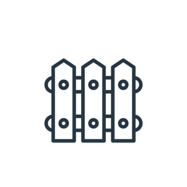 Çit vektör simgesi. Çit kurgulanabilir felç. Web ve mobil uygulamalarda, logoda, yazdırma ortamında kullanılacak doğrusal çit sembolü. İnce çizgili çizim. Vektör izole çizimi.