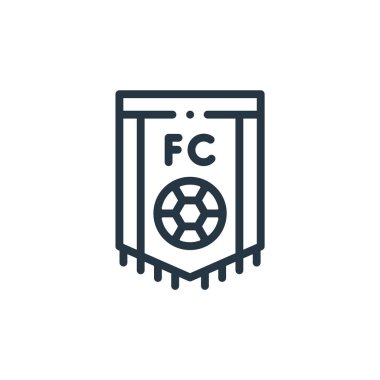 futbol vektör simgesi. Futbol kurgulanabilir vuruş. İnternet ve mobil uygulamalarda, logoda ve yazılı medyada kullanılmak üzere futbol lineer sembolü. İnce çizgili çizim. Vektör izole çizimi.