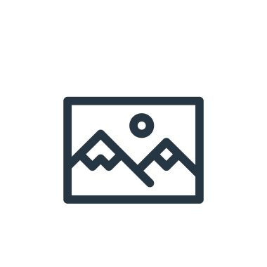 peyzaj vektör simgesi. Peyzaj yenilebilir vuruş. Web ve mobil uygulamalarda, logoda ve yazılı medyada kullanım için peyzaj doğrusal sembolü. İnce çizgili çizim. Vektör izole çizimi.