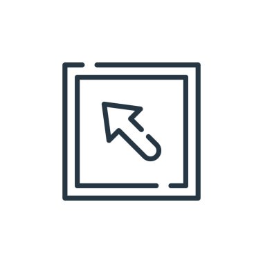 Sol üst vektör simgesi. Sol üstte düzenlenebilir vuruş. İnternet ve mobil uygulamalarda kullanmak için sol üst doğrusal sembol, logo, yazdırma ortamı. İnce çizgili çizim. Vektör izole çizimi.