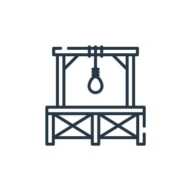 Darağacı vektör simgesi. Darağacı kurgulanabilir vuruşu. Ağ ve mobil uygulamalarda kullanmak için darağacı doğrusal sembolü, logo, yazdırma medyası. İnce çizgili çizim. Vektör izole çizimi.