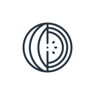Karpuz vektör simgesi. Düzenlenebilir karpuz vuruşu. Web ve mobil uygulamalarda kullanım için karpuz doğrusal sembolü, logo, yazdırma medyası. İnce çizgili çizim. Vektör izole çizimi.