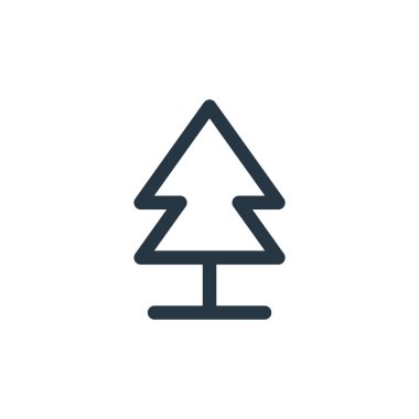 Çam ağacı vektör simgesi. Çam ağacı inmesi. çam ağacı lineer sembolü web ve mobil uygulamalarda, logoda, yazdırma ortamında kullanılır. İnce çizgili çizim. Vektör izole çizimi.