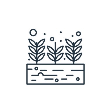 Büyüyen bitki vektör simgesi. büyüyen bitkisel inme. Web ve mobil uygulamalarda, logoda ve yazılı medyada kullanım için büyüyen bitkisel doğrusal sembol. İnce çizgili çizim. Vektör izole çizimi.