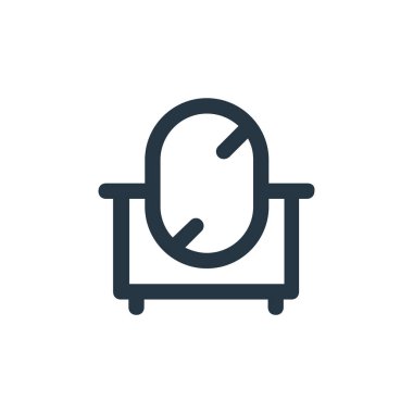 ayna vektör simgesi. aynadan okunabilir vuruş. Web ve mobil uygulamalarda kullanmak için ayna doğrusal sembolü, logo, yazdırma medyası. İnce çizgili çizim. Vektör izole çizimi.