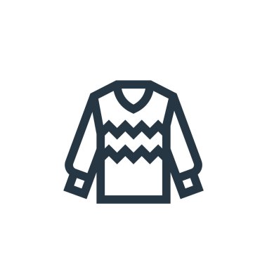 Kazak vektör simgesi. Kurgulanabilir süveter. Web ve mobil uygulamalarda kullanmak için süveter lineer sembolü, logo, yazdırma medyası. İnce çizgili çizim. Vektör izole çizimi.