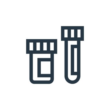 Test tüpleri vektör simgesi. Test tüpleri değiştirilebilir felç. Web ve mobil uygulamalarda kullanmak için test tüpleri doğrusal sembolü, logo, yazdırma ortamı. İnce çizgili çizim. Vektör izole çizimi.