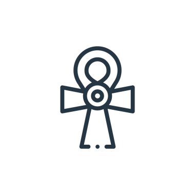 Ankh vektör simgesi. Ankh düzenlenebilir felç. ankh lineer sembolü web ve mobil uygulamalarda, logoda, yazdırma ortamında kullanılır. İnce çizgili çizim. Vektör izole çizimi.