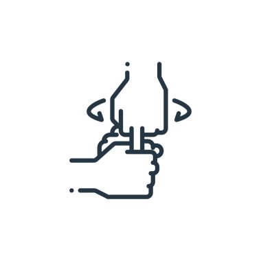 çamaşır el vektörü simgesi. Yıkanabilir el masajı. Web ve mobil uygulamalarda kullanmak için el doğrusal sembolü yıkama, logo, yazdırma medyası. İnce çizgili çizim. Vektör izole çizimi.