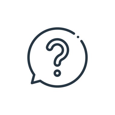 Vektör simgesine sor. Kurgulanabilir felç iste. İnternet ve mobil uygulamalarda, logoda, yazıcı ortamında kullanmak için doğrusal simge sorun. İnce çizgili çizim. Vektör izole çizimi.