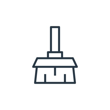 Süpürge vektör simgesi. Kurgulanabilir süpürge darbesi. Web ve mobil uygulamalarda kullanmak için süpürge doğrusal sembolü, logo, yazdırma medyası. İnce çizgili çizim. Vektör izole çizimi.