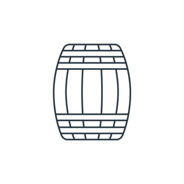 Şarap fıçısı vektör ikonu. Şarap fıçısı inmesi. şarap fıçısı lineer sembolü web ve mobil uygulamalar, logo, yazdırma medyası için. İnce çizgili çizim. Vektör izole çizimi.