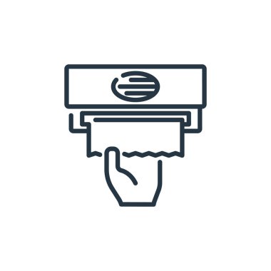 Kağıt mendil vektör simgesi. Kağıt mendil darbesi. Web ve mobil uygulamalarda, logoda ve yazılı medyada kullanım için doku kağıdı lineer sembolü. İnce çizgili çizim. Vektör izole çizimi.