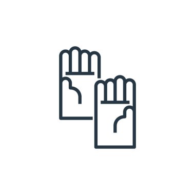 Eldiven vektör simgesi. Eldivenle oynanabilir felç. İnternette ve mobil uygulamalarda kullanım için eldiven doğrusal sembolü, logo, yazdırma medyası. İnce çizgili çizim. Vektör izole çizimi.