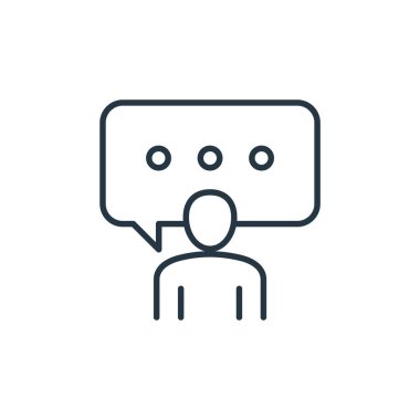 konuşma vektörü simgesi. konuşma düzenlenebilir felç. Web ve mobil uygulamalarda kullanmak için konuşma lineer sembolü, logo, yazdırma medyası. İnce çizgili çizim. Vektör izole çizimi.