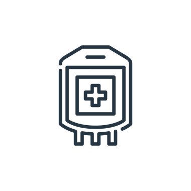 Kan torbası vektör simgesi. Kan torbası inme. Web ve mobil uygulamalarda kullanmak için kan torbası lineer sembolü, logo, yazdırma medyası. İnce çizgili çizim. Vektör izole çizimi.