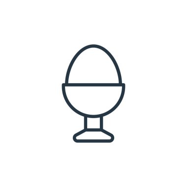 haşlanmış yumurta vektör simgesi. Haşlanmış yumurta dilimi. Haşlanmış yumurta lineer sembolü web ve mobil uygulamalar, logo, yazdırma medyası için. İnce çizgili çizim. Vektör izole çizimi.