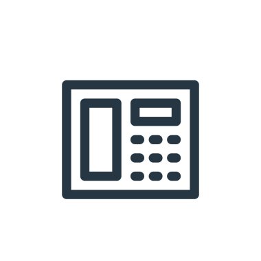 Telefon vektör simgesi. Telefon düzeltilebilir felç. İnternet ve mobil uygulamalarda kullanmak için telefon lineer sembolü, logo, yazdırma medyası. İnce çizgili çizim. Vektör izole çizimi.