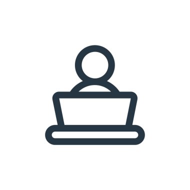 iş vektör simgesi. Kurgulanabilir felç. Web ve mobil uygulamalarda, logoda, yazdırma ortamında kullanım için doğrusal iş sembolü. İnce çizgili çizim. Vektör izole çizimi.