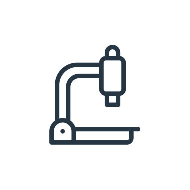 Mikroskop vektör simgesi. mikroskop yenilebilir vuruş. Web ve mobil uygulamalarda kullanmak için mikroskop doğrusal sembolü, logo, yazdırma medyası. İnce çizgili çizim. Vektör izole çizimi.