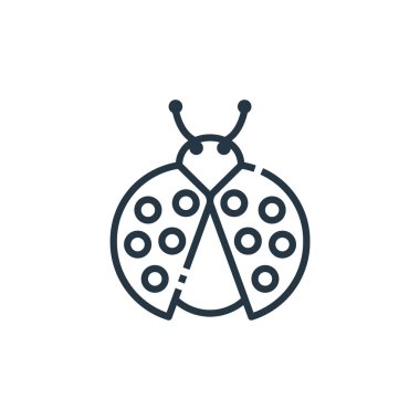 Uğur böceği vektör simgesi. Uğur böceği inme. Web ve mobil uygulamalarda kullanmak için uğur böceği doğrusal sembolü, logo, yazdırma ortamı. İnce çizgili çizim. Vektör izole çizimi.