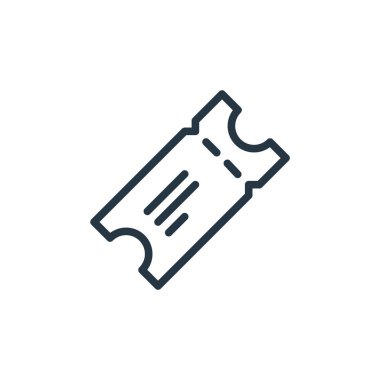 Bilet vektör simgesi. Bilet değiştirilebilir felç. bilet lineer sembolü web ve mobil uygulamalarda kullanım için, logo, yazdırma ortamı. İnce çizgili çizim. Vektör izole çizimi.