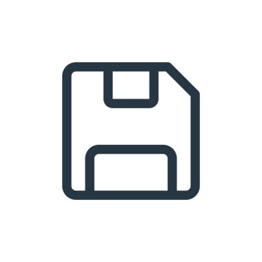 diskette vektör simgesi. disketlenebilir vuruş. web ve mobil uygulamalar, logo ve yazdırma ortamlarında kullanılacak doğrusal simgeyi disketle. İnce çizgili çizim. Vektör izole çizimi.