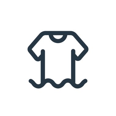 Kıyafet vektör simgesi. Kurgulanabilir kıyafetler. İnternet ve mobil uygulamalarda, logoda ve yazılı medyada kullanmak için kıyafet doğrusal sembolü. İnce çizgili çizim. Vektör izole çizimi.