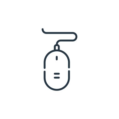 Fare vektör simgesi. Fare inmesi. Web ve mobil uygulamalarda kullanmak için fare doğrusal sembolü, logo, yazdırma medyası. İnce çizgili çizim. Vektör izole çizimi.