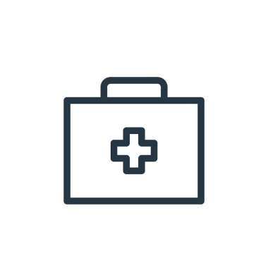 İlaç kutusu vektör simgesi. İlaç kutusu düzenlenebilir felç. İnternet ve mobil uygulamalarda kullanmak için ilaç kutusu lineer sembolü, logo, yazdırma medyası. İnce çizgili çizim. Vektör izole çizimi.