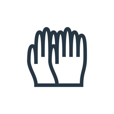 Eldiven vektör simgesi. Eldivenler düzeltilebilir. Web ve mobil uygulamalarda kullanım için eldiven doğrusal sembolü, logo, yazdırma medyası. İnce çizgili çizim. Vektör izole çizimi.