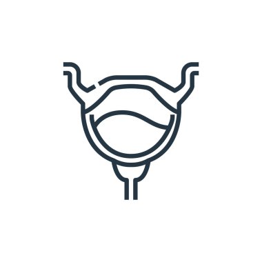 Mesane vektör ikonu. İdrar kesesi kanaması. Web ve mobil uygulamalarda kullanmak için mesane doğrusal sembolü, logo, yazdırma medyası. İnce çizgili çizim. Vektör izole çizimi.