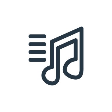 müzik vektör simgesi. müzik düzenlenebilir vuruş. Web ve mobil uygulamalarda kullanım için müzik doğrusal sembolü, logo, yazdırma medyası. İnce çizgili çizim. Vektör izole çizimi.