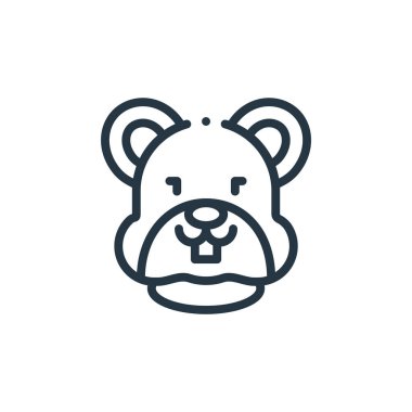 Hamster vektör simgesi. Hamster kurgulanabilir felç. Web ve mobil uygulamalarda kullanmak için hamster lineer sembolü, logo, yazdırma medyası. İnce çizgili çizim. Vektör izole çizimi.