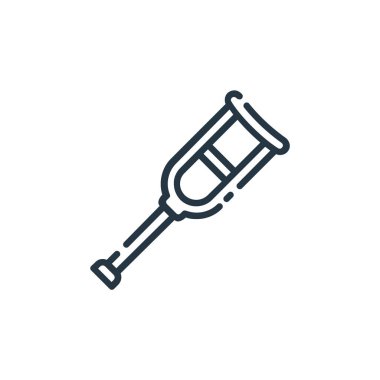 Koltuk değneği vektör simgesi. Koltuk değnekleri yenilebilir. İnternet ve mobil uygulamalarda, logoda, yazdırma ortamında kullanılacak doğrusal simgeyi destekler. İnce çizgili çizim. Vektör izole çizimi.