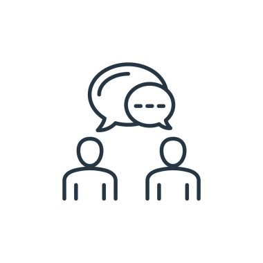 Konuşan vektör simgesi. Kurgulanabilir felç. İnternet ve mobil uygulamalarda kullanım için lineer sembol, logo, yazdırma medyası. İnce çizgili çizim. Vektör izole çizimi.