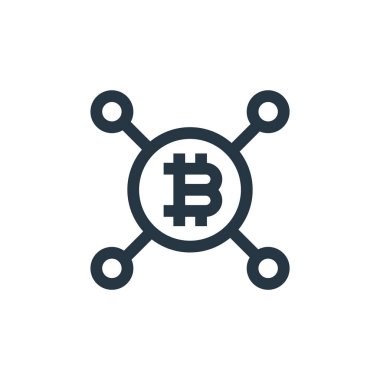 Bitcoin vektör simgesi. Bitcoin düzenlenebilir vuruş. Web ve mobil uygulamalarda kullanmak için bitcoin doğrusal sembolü, logo, yazdırma medyası. İnce çizgili çizim. Vektör izole çizimi.