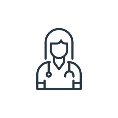 Doktor vektör ikonu. Doktor düzeltilebilir felç. İnternet ve mobil uygulamalarda kullanım için doktor doğrusal sembolü, logo, yazdırma medyası. İnce çizgili çizim. Vektör izole çizimi.