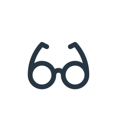 Gözlük vektör simgesi. Gözlüklü, düzeltilebilir felç. Web ve mobil uygulamalarda kullanmak için gözlük doğrusal sembolü, logo, yazdırma medyası. İnce çizgili çizim. Vektör izole çizimi.