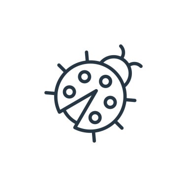 Uğur böceği vektör simgesi. Uğur böceği inme. Web ve mobil uygulamalarda kullanmak için uğur böceği doğrusal sembolü, logo, yazdırma ortamı. İnce çizgili çizim. Vektör izole çizimi.