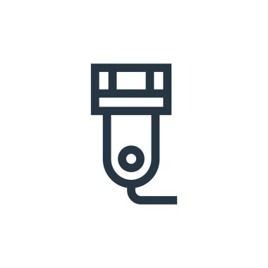 Jilet vektör simgesi. Tıraş bıçağı darbesi. Web ve mobil uygulamalarda kullanmak için jilet doğrusal sembol, logo, yazdırma medyası. İnce çizgili çizim. Vektör izole çizimi.