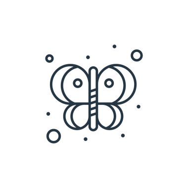 Kelebek vektör simgesi. Kelebek inmesi. Web ve mobil uygulamalarda kullanmak için kelebek doğrusal sembolü, logo, yazdırma medyası. İnce çizgili çizim. Vektör izole çizimi.