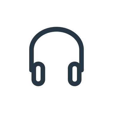 Kulaklık vektör simgesi. Kulaklık, düzeltilebilir felç. İnternet ve mobil uygulamalarda, logoda ve yazılı medyada kullanılacak kulaklık sembolü. İnce çizgili çizim. Vektör izole çizimi.