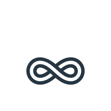 Sonsuz vektör simgesi. Sonsuz düzenlenebilir vuruş. Web ve mobil uygulamalarda kullanmak için sonsuz doğrusal sembol, logo, yazdırma medyası. İnce çizgili çizim. Vektör izole çizimi.