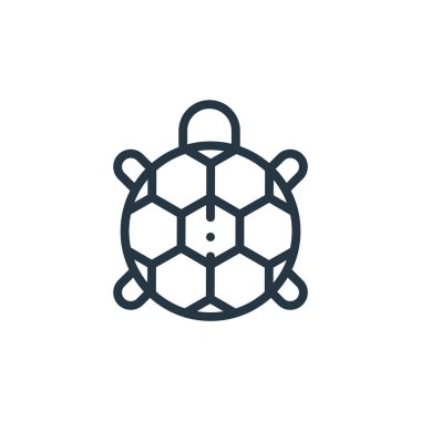 Kaplumbağa vektör simgesi. Kaplumbağa inmesi. Web ve mobil uygulamalarda kullanmak için kaplumbağa lineer sembolü, logo, yazdırma medyası. İnce çizgili çizim. Vektör izole çizimi.