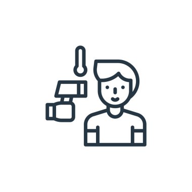 Ateş vektör ikonu. Ateş düzeltilebilir inme. İnternet ve mobil uygulamalarda kullanım için humma lineer sembolü, logo, yazdırma medyası. İnce çizgili çizim. Vektör izole çizimi.