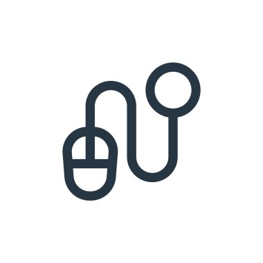 Fare vektör simgesi. Fare inmesi. Web ve mobil uygulamalarda kullanmak için fare doğrusal sembolü, logo, yazdırma medyası. İnce çizgili çizim. Vektör izole çizimi.