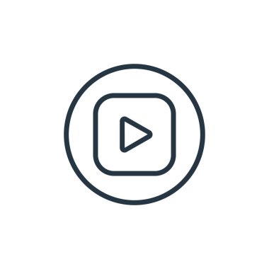 vektör simgesini çal. Düzenlenebilir vuruş çal. Web ve mobil uygulamalarda kullanmak için doğrusal simge oynat, logo, yazdırma ortamı. İnce çizgili çizim. Vektör izole çizimi.