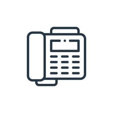 faks vektör simgesi. faks çekilebilir felç. İnternet ve mobil uygulamalarda kullanım için doğrusal faks sembolü, logo, yazdırma medyası. İnce çizgili çizim. Vektör izole çizimi.